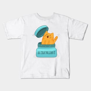 Cute antidepressant cat Kids T-Shirt